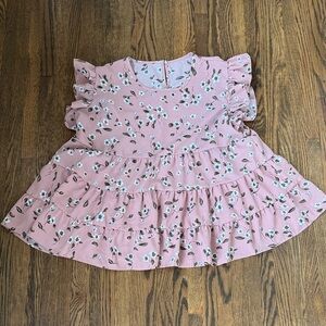 SHEIN Pink Floral Ruffle Blouse